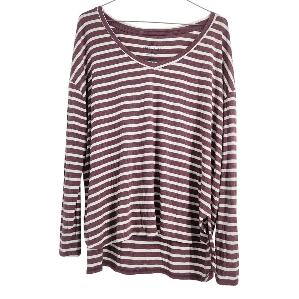American Eagle Striped Long Sleeve Top Womens Size Medium M